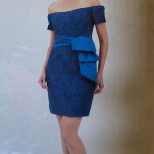 Ideas by Barbara Evening Dress 5714-16 Peacock Blue Size S/M NWT